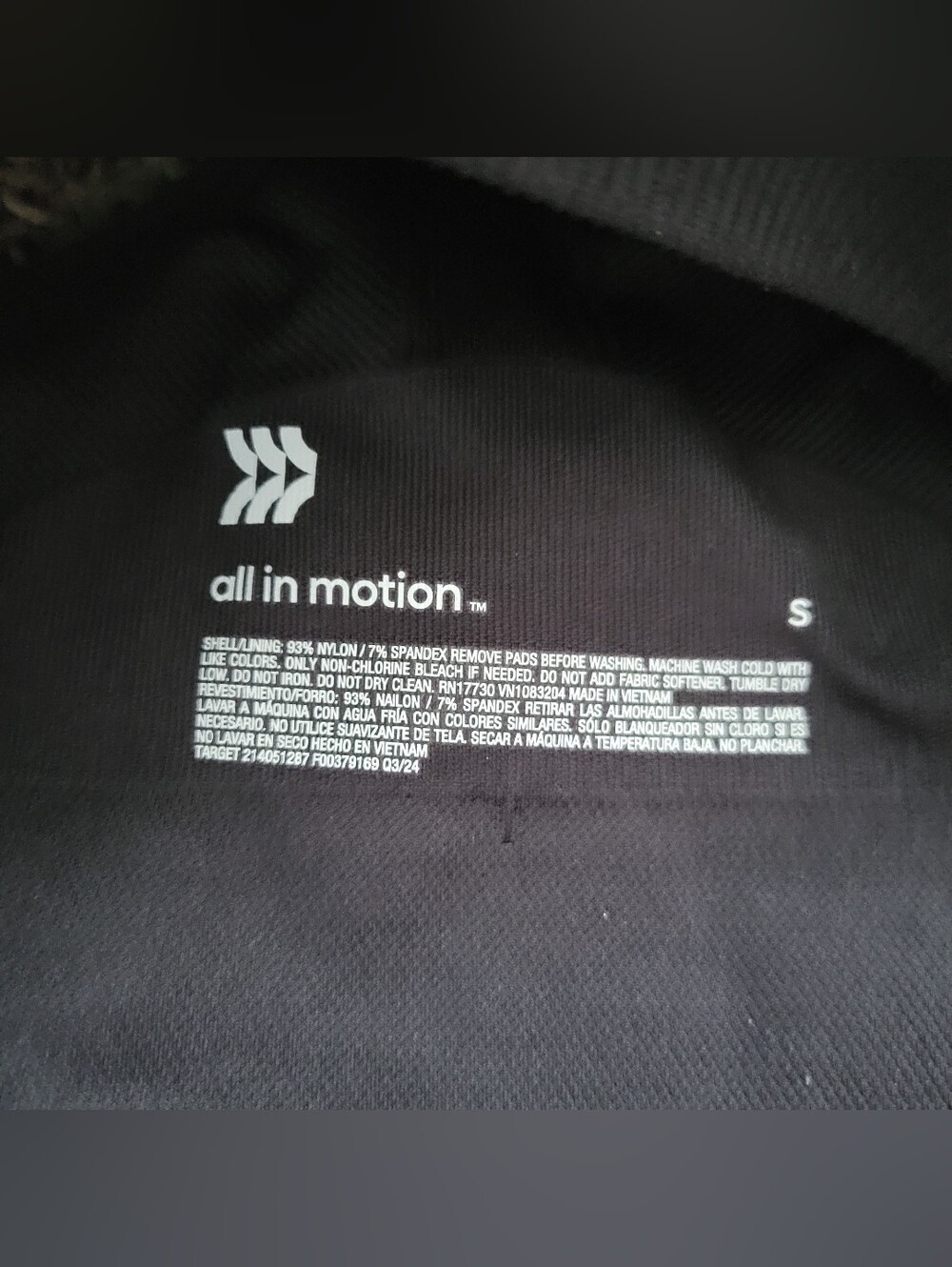 All In Motion Sports Bra Racerback Black Small NWT - Picture 5 of 5